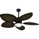 preview thumbnail 2 of 13, 52 Inch Palm leaf Ceiling Fan with LED Light and Remote Control
