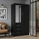preview thumbnail 13 of 32, Palace Imports 100% Solid Wood Metro Wardrobe Armoire with Solid Wood or Mirrored Doors Black