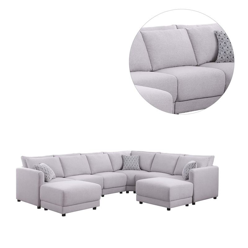 Reversible L-Shape Sectional Sofa with Ottoman in Light Gray