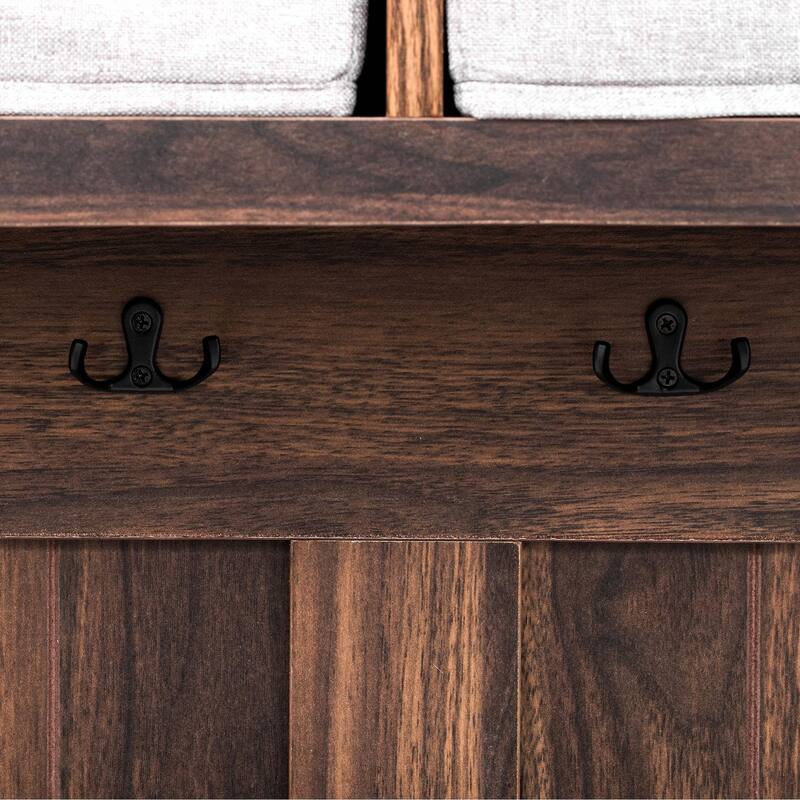 3-in-1 Hall Tree with 6 Hooks, Hinged Lid, Entryway Coat Hanger and Storage Bench