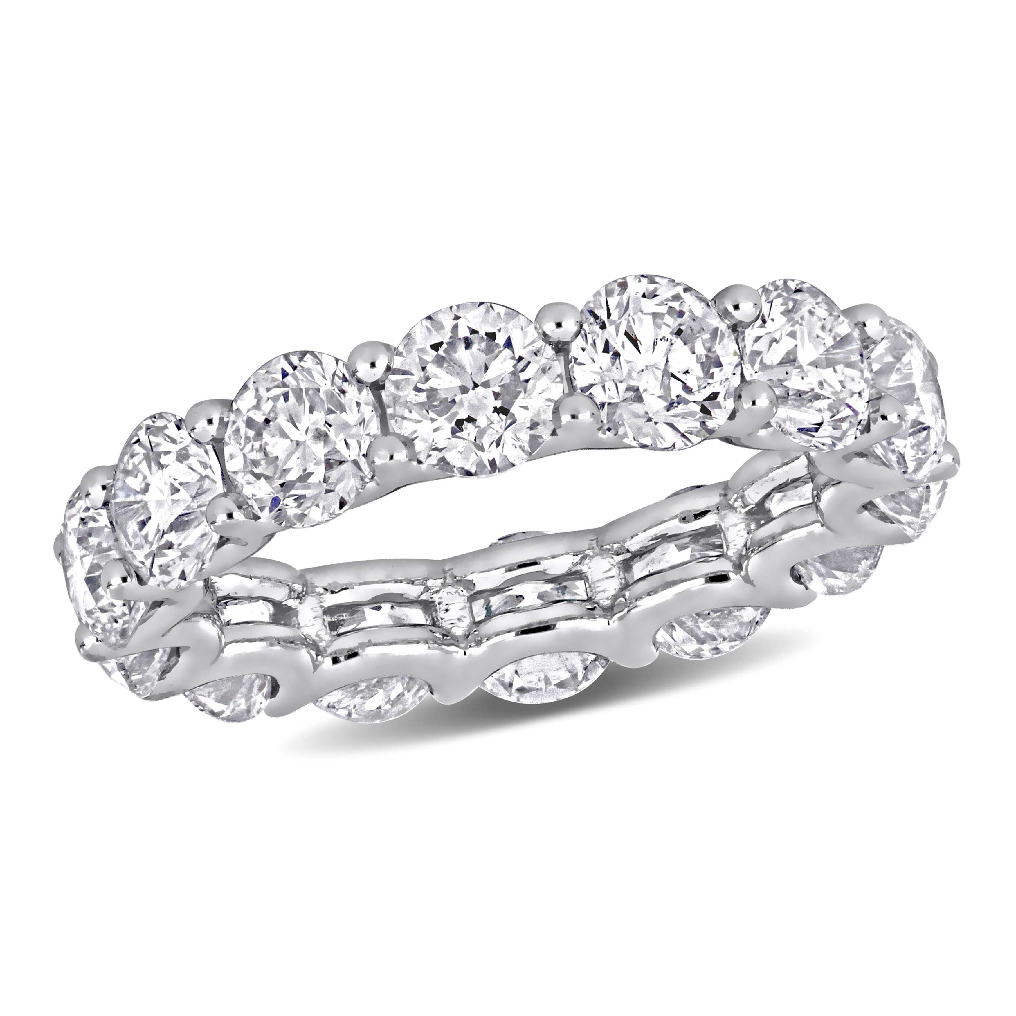 Miadora 6-3/5ct TDW Round-Cut Diamond Eternity Ring in 18k White Gold