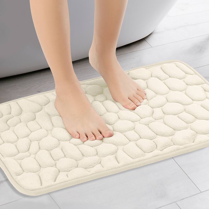 Memory Foam Bathroom Rugs Ultra Soft Non-Slip Bath Mat Water Absorbent Quick Dry Bath Carpet Rug - Khaki - 16" x 24"