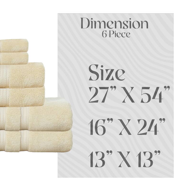 Home Weavers Elegance Essentials 550GSM Cotton Zero Twist Super Absorbent Bath Towel Set of 6