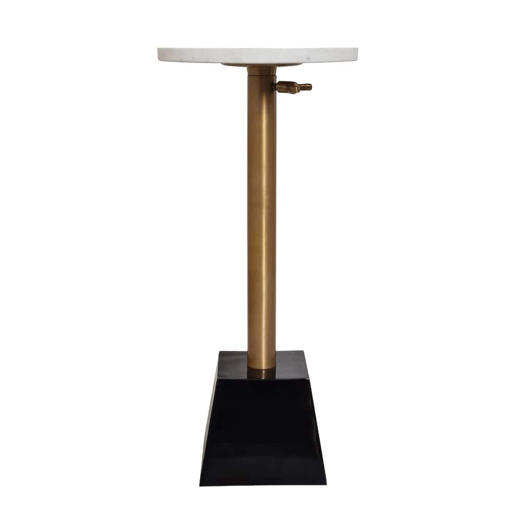 Dann Foley Lifestyle - Drink Table with Black Base Brushed Bronze Metal and White Marble Top