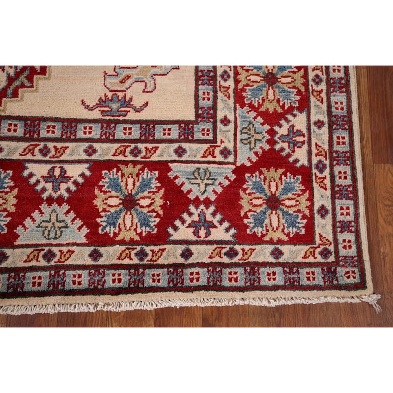 Geometric Kazak Oriental Area Rug Handmade Bedroom Wool Carpet - 4'11" x 6'4"