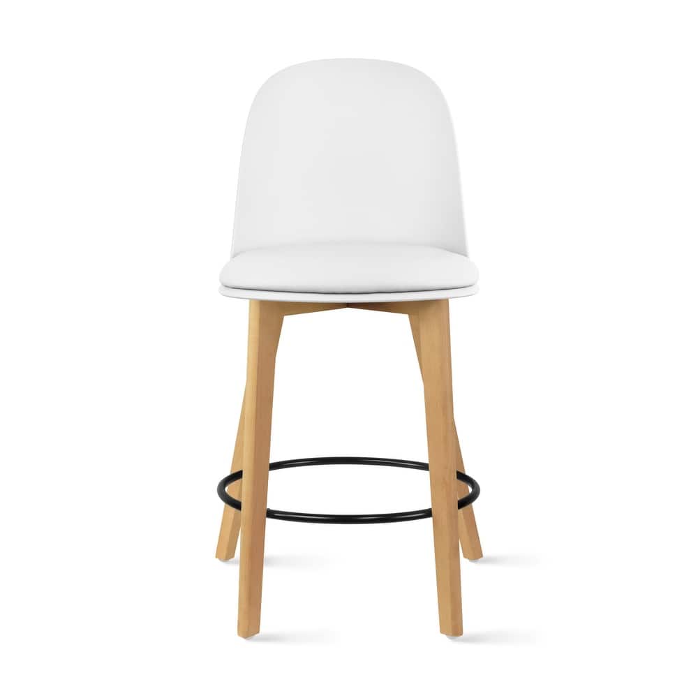 Farmhouse Plastic Round Bar Counter Stool Height High Chair Natural Solid Wood Kitchen Dining Patio Modern, Single, Set of 1