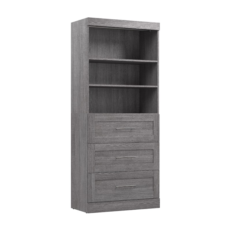 Bestar Pur 36W Closet Organizer with Drawers and Shelving