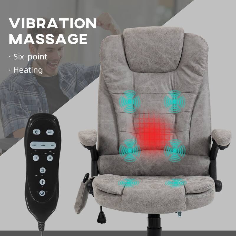 Height Adjustable Massage Office Chair with Lumbar Heating and 6 Vibration Points Swivel Wheels - 25.5"W x 28"D x 43.25"-47.25"H