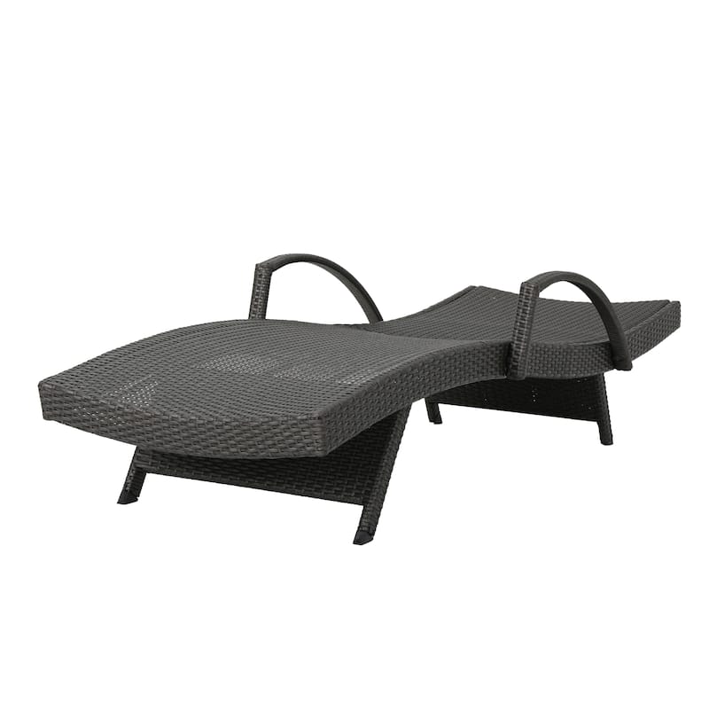 Mach Chaise Lounger Set of 2, Dark Gray Rattan Wicker, Outdoor, 79 Inch