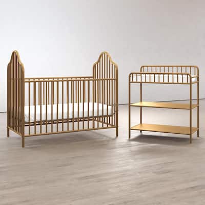 Little Seeds Rowan Valley Lanley Metal Crib and Changing Table Set