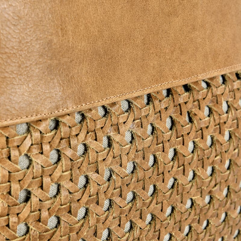 Villa by Classic Home Toscano Chestnut Brown Genuine Leather Throw Pillow
