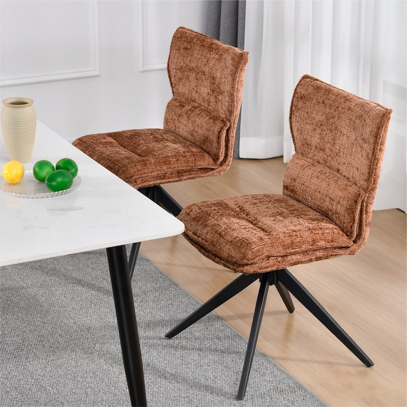 Modern Upholstered Swivel Dining Chairs Accent Side Chairs with Metal Legs - Set of 2 - Orange