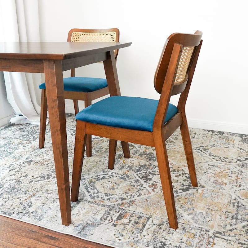 Katy Mid-Century Upholstered Fabric Dining Chair (Set of 2)