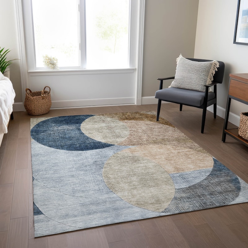 Machine Washable Indoor/ Outdoor Contemporary Deco Chantille Rug