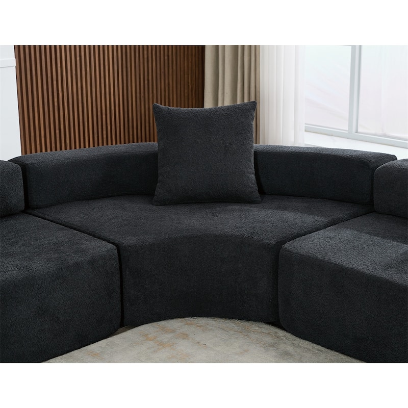 4-Seat Living Room Oversized Upholstered Curved Modular Combination Sofa
