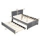 preview thumbnail 4 of 13, Full Size Upholstered Platform Bed with Trundle, Linen Upholstery, Tufted Headboard, Sturdy Frame