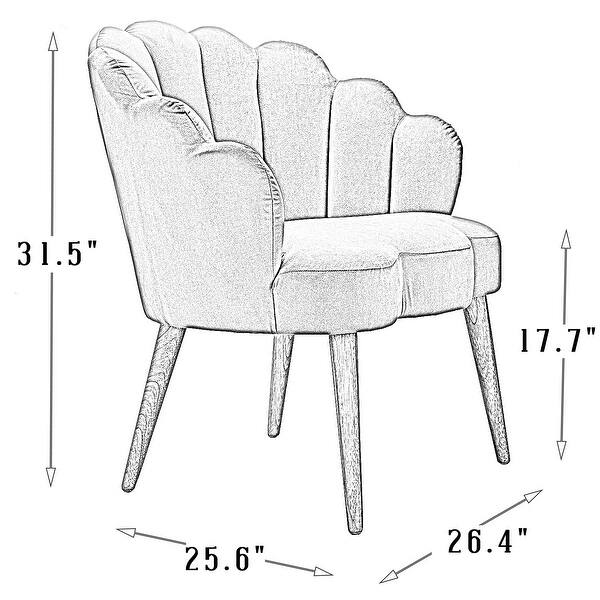 HULALA HOME Morden Scalloped Velvet Arm Chair with Tufted Back