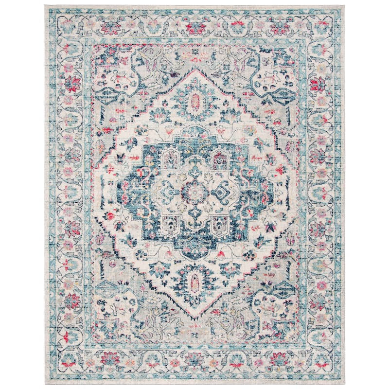 SAFAVIEH Madison Marlene Vintage Boho Oriental Medallion Rug - 8' x 10' - Navy/Fuchsia