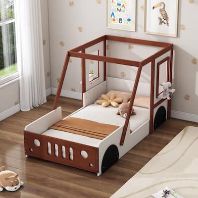Car-Shaped Twin Size Bed for Kids, Fun Design with Safety Rails, Perfect for Boys & Girls
