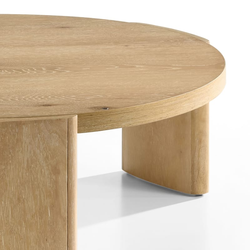 Furniture of America Minst Modern 2-Piece Oak Wood Round Coffee Table Set