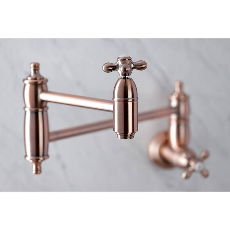 Kingston Brass Restoration Wall Mount Pot Filler Kitchen Faucet - Antique Copper
