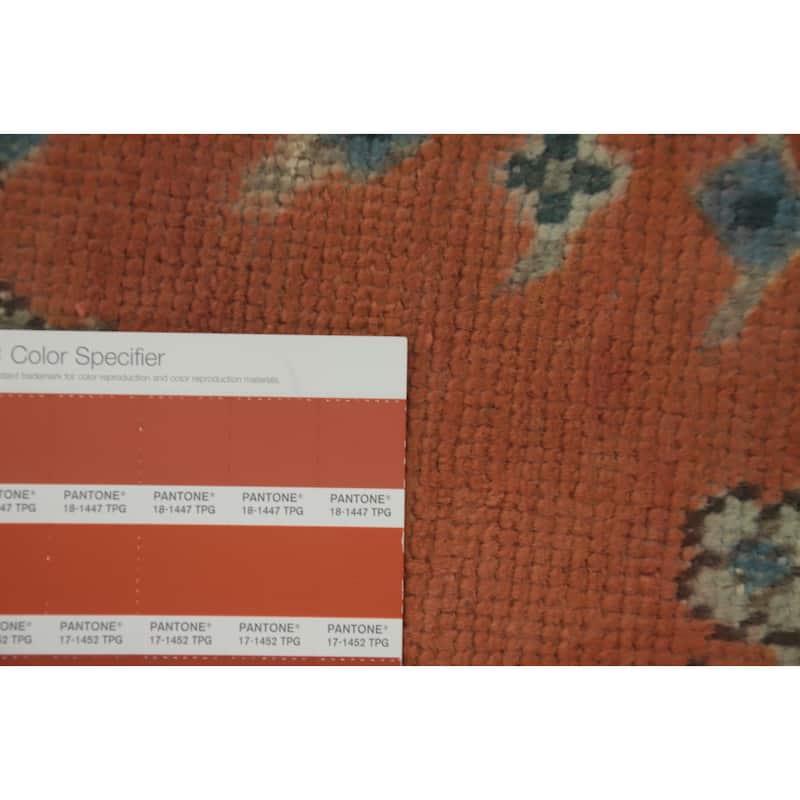 Hand Knotted Oriental 100% Wool Carpet Traditional Floral Oranges & Rust Tabriz Area Rug - 9' 11'' X 6' 6''