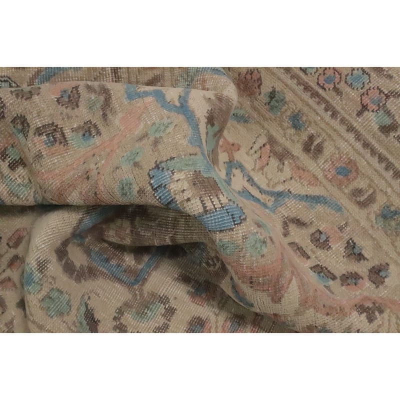 Hand Knotted Oriental 100% Wool Carpet Traditional Floral Beige & Ivories Tabriz Area Rug - 12' 10'' X 10' 2''