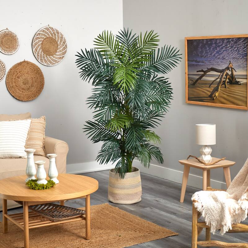 Artificial Palm Tree 6.5Ft Tree with Planter Indoor Outdoor Decor - Green
