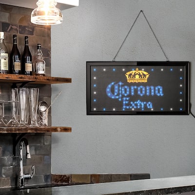Licensed Corona Extra Framed Flashing LED Marquee Wall Sign (19"x10") - Blue - 19" x 10"