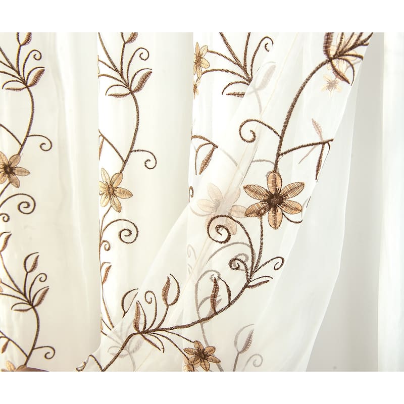 Priscilla Embroidered Window Curtain with Double Valance 90"