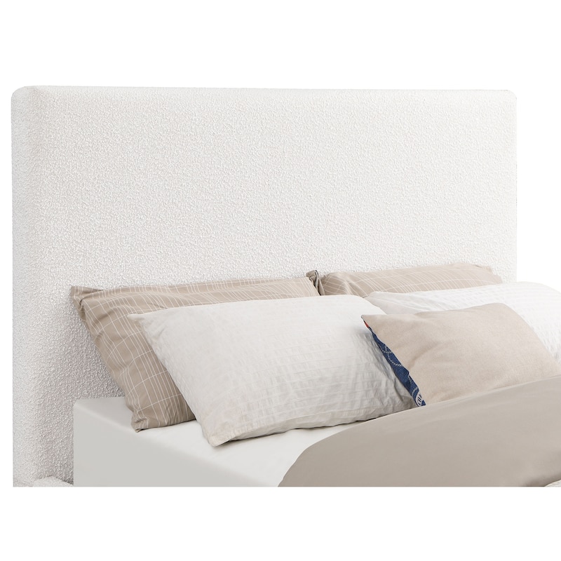 Knox Transitional Boucle Upholstered Panel Bed Cream