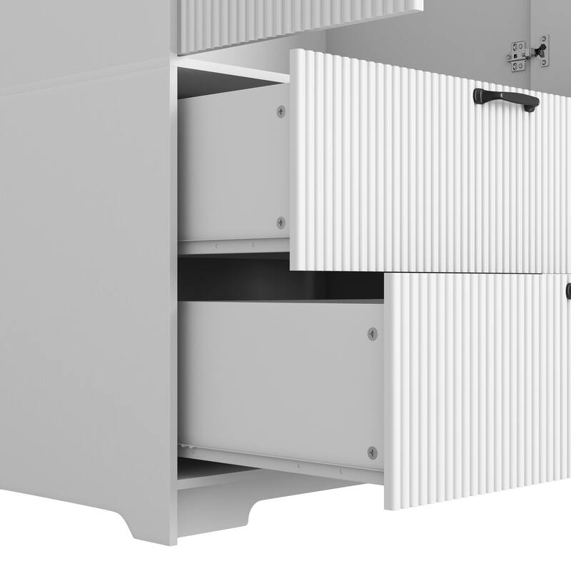 Wardrobe Closet with Automatic Motion Sensor Light, Half-length Mirror Door Armoire Storage Cabinet