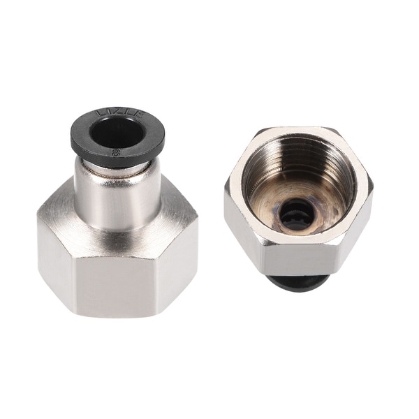 1/2NPT Straight Thread 20.3mm Push In Connector Quick Fitting Silver Tone 2pcs