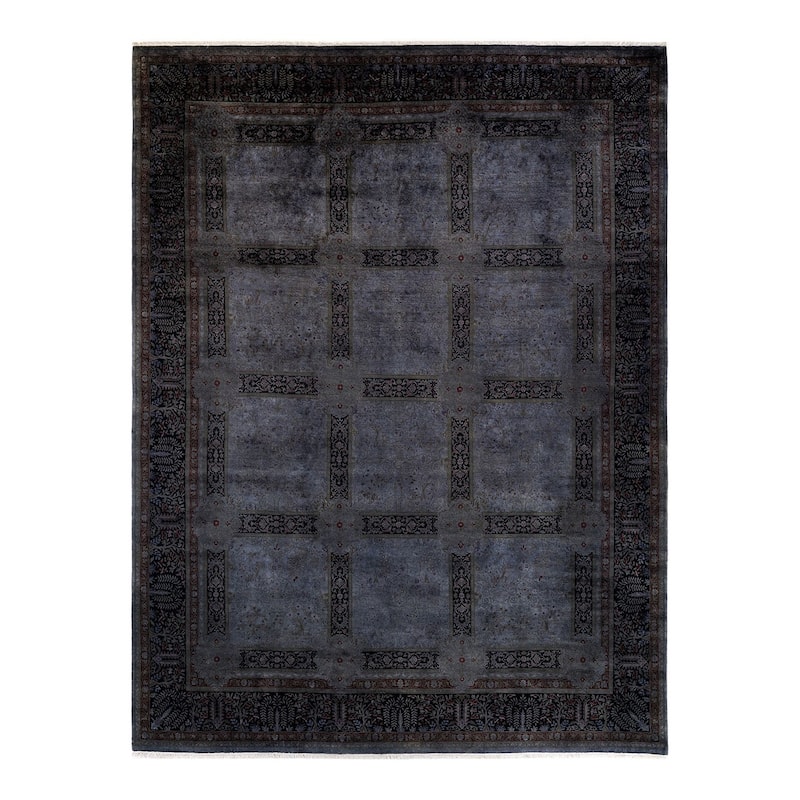 Overton Hand Knotted Wool Vintage Inspired Modern Contemporary Overdyed Gray Area Rug - 9' 2" x 12' 1"