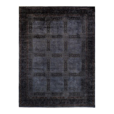 Overton Hand Knotted Wool Vintage Inspired Modern Contemporary Overdyed Gray Area Rug - 9' 2" x 12' 1"