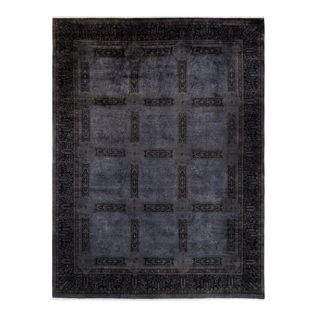 Overton Hand Knotted Wool Vintage Inspired Modern Contemporary Overdyed Gray Area Rug - 9' 2" x 12' 1"
