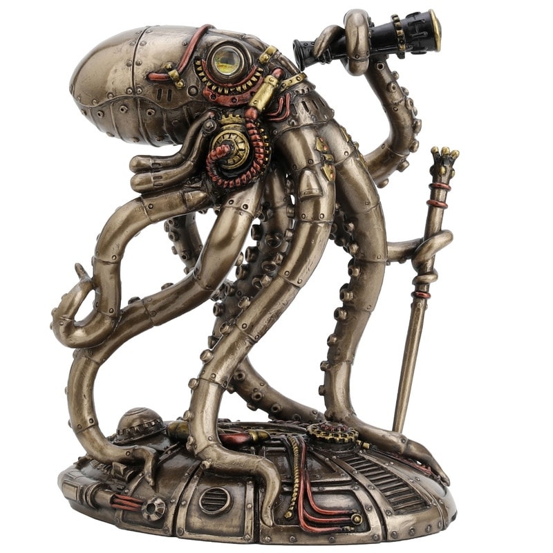 6.69 in H Steampunk Seabed Octopus Figurine Poly Resin