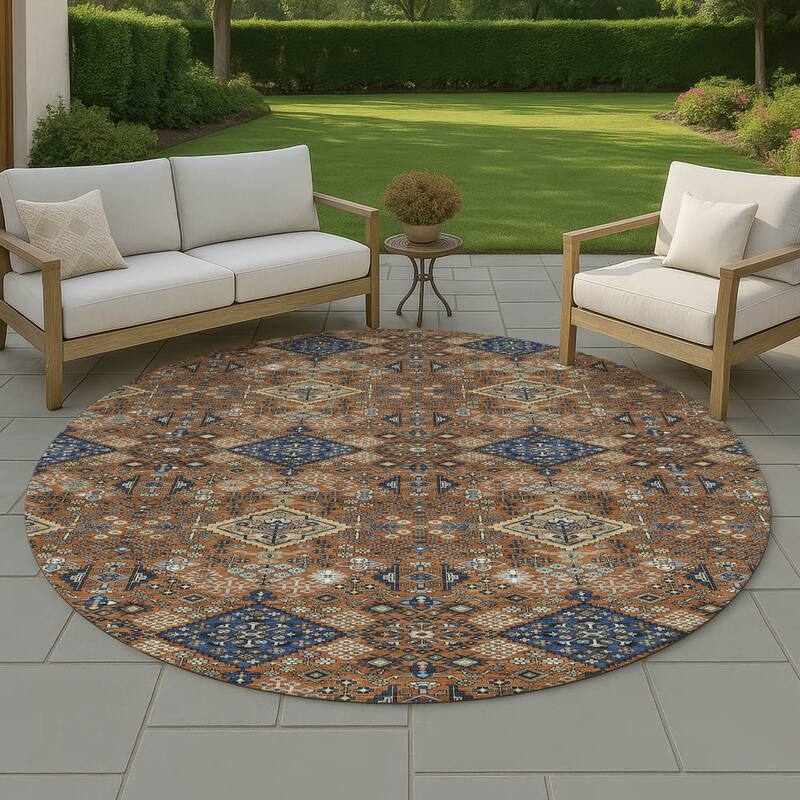 Machine Washable Indoor/ Outdoor Global Bidunga Chantille Rug - Paprika - 8' x 8'