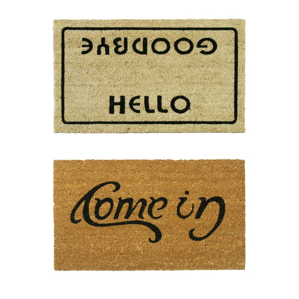 Rubber-Cal "Welcome Go Away Mats" - 2 Coir Outdoor Entryway Mats - 18" x 30"