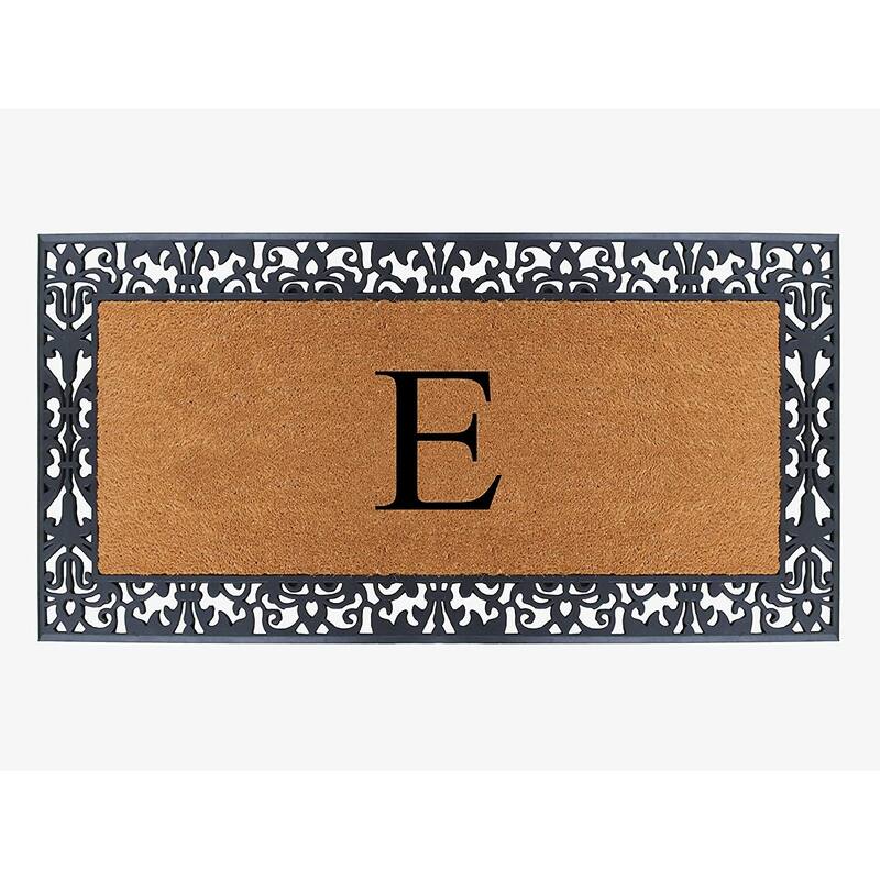 A1HC Rubber and Coir Paisley Border Heavy Duty Non-Slip Durable Double Door Monogrammed Doormat 30"X60" - E