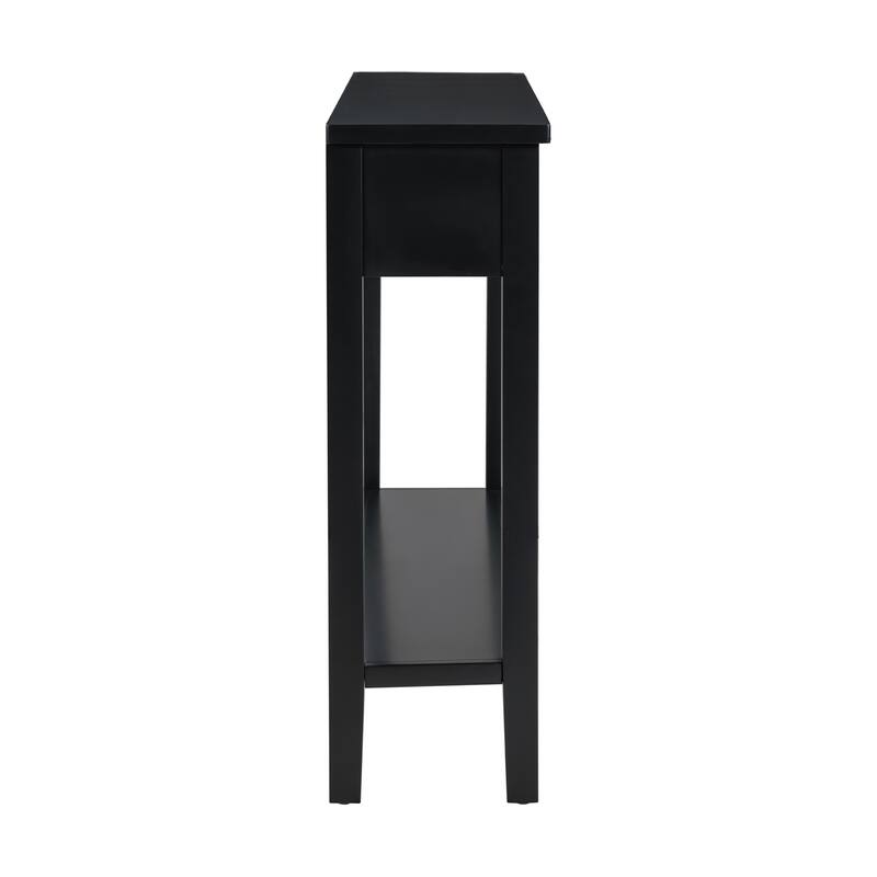 Rectangular Entryway Console Table Hallway Side Table with 4 Drawers & Bottom Shelf