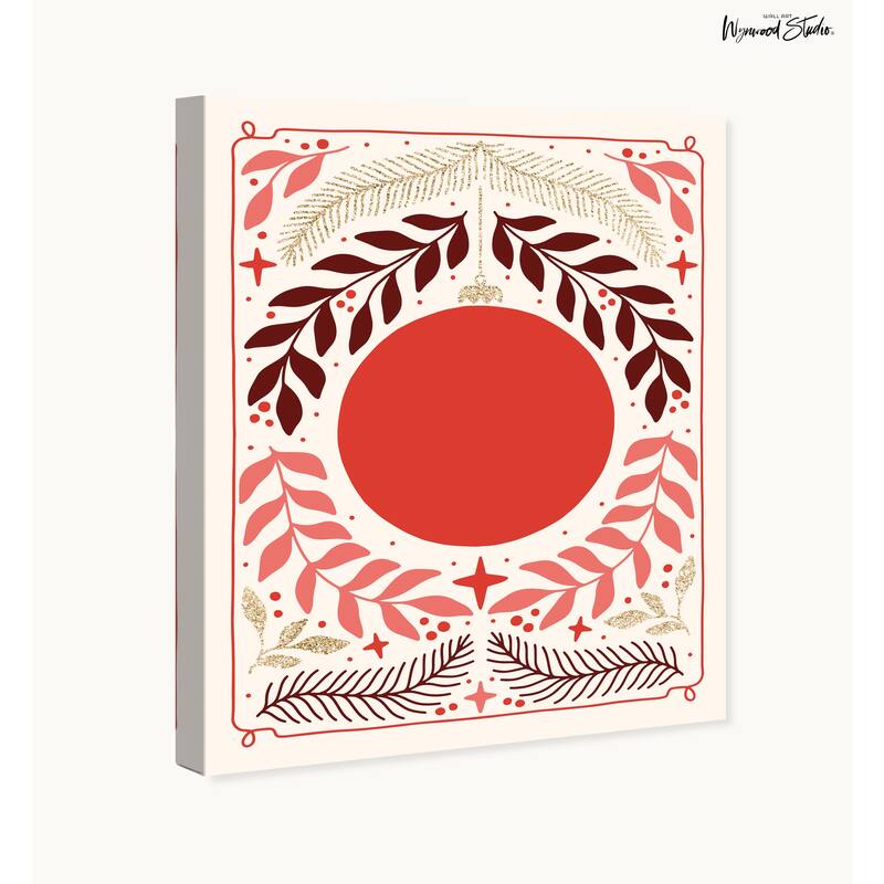 Wynwood Studio Canvas Holiday and Seasonal Sun Ornament Glitter Red Bohemian & Eclectic Wall Art Canvas Print