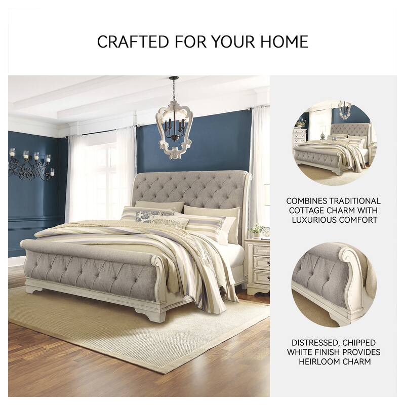 Signature Design by Ashley Realyn White/Gray Sleigh Bed