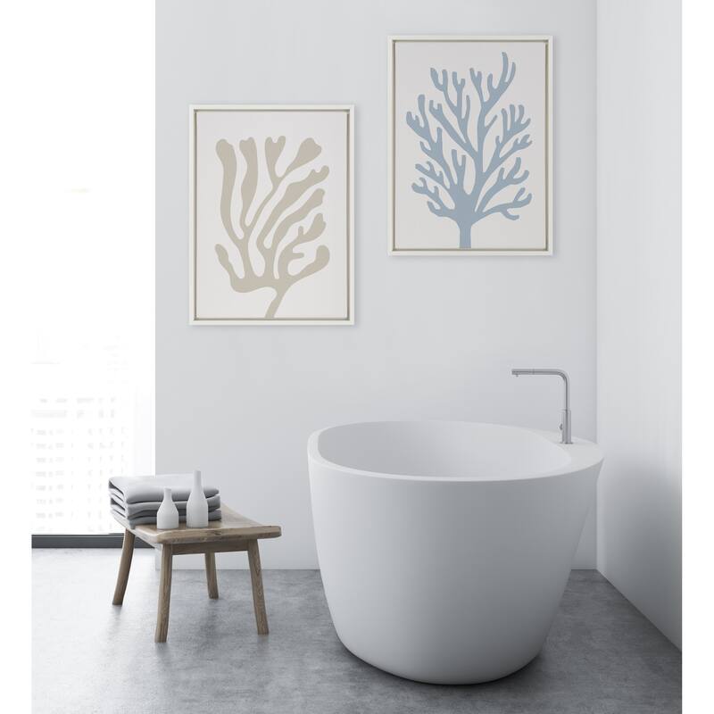 Kate and Laurel Coral Ocean Blue Frame Canvas by Creative Bunch Studio