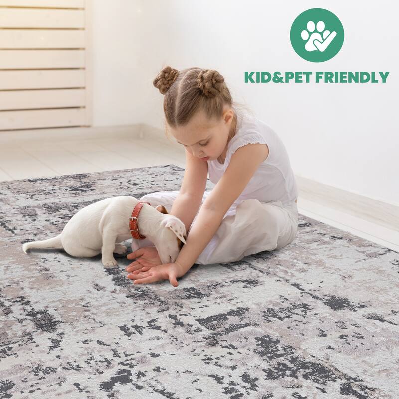 LOOM & LUXE Collection Cream/Brown/Traditional Non-Shedding Area Rug