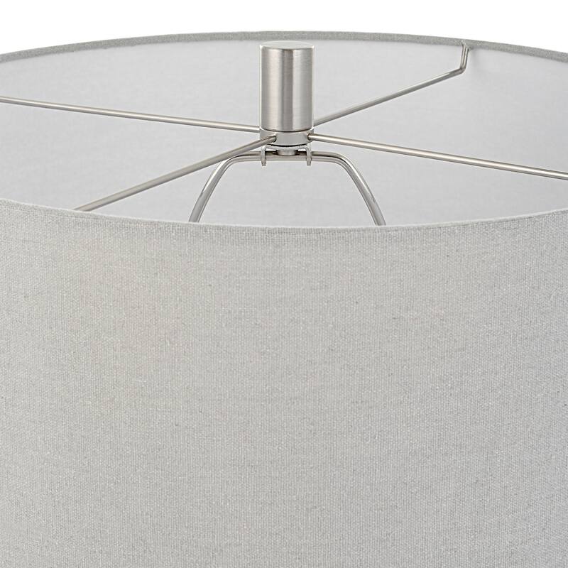 Ceramic Table Lamp with Drum Shade and Crystal Base - 26.5" - Mushroom Gray