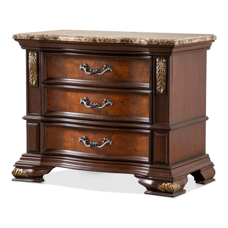 Furniture of America Cresswell Traditional 3-Piece Dark Cherry and Oak Wood Dresser and 2-Nightstand Bedroom Set