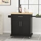 preview thumbnail 3 of 33, Batavia Indoor Kitchen Cart with Wheels by Christopher Knight Home Black + Natural