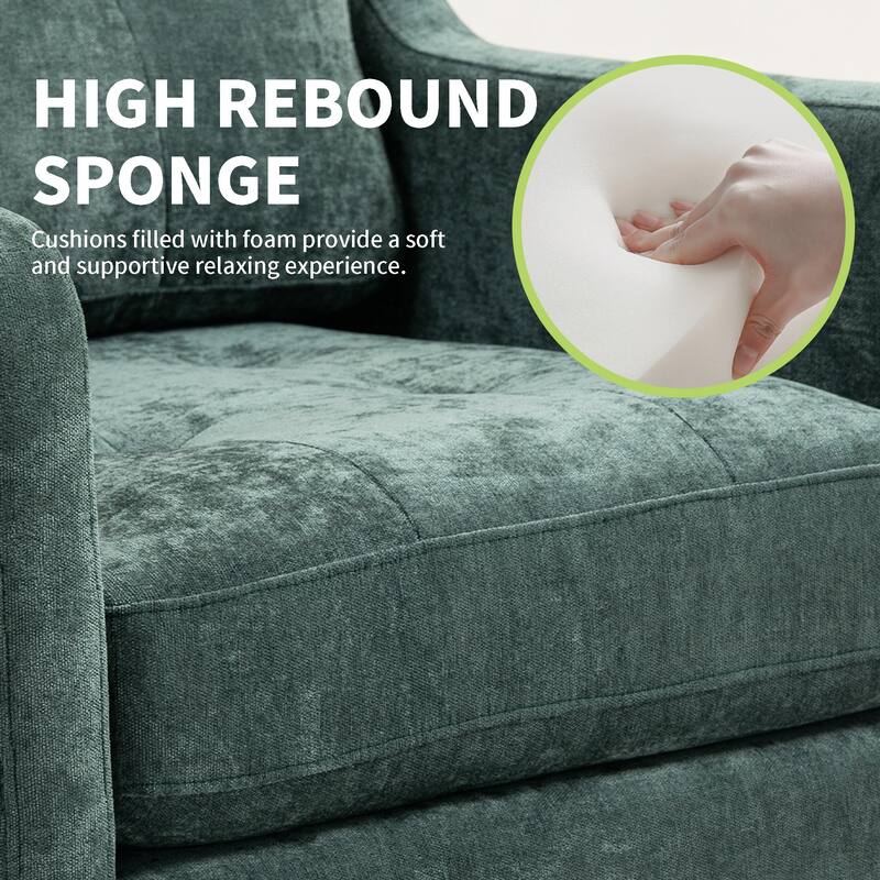 Chenille Accent Armchair, Upholstered Lounge Chair with USB Port, Single Sofa Chair with Wooden Legs & Side Storage