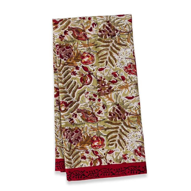 Couleur Nature Winter Garden Wreath Tea Towels - Set of 3 - Set of 3 - Red/Green